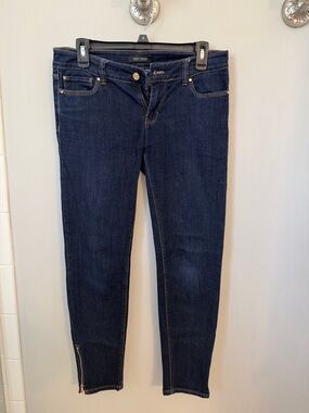 White House Black Market Deep Indigo Skinny Jeans with Ankle Zip